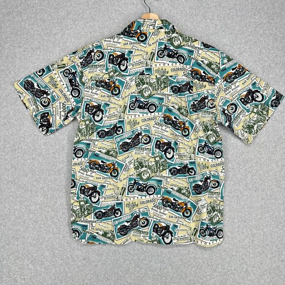 Dem Crazy Shirt Mens L Blue Motorcycles Road Trip All Over Print Travel Novelty - Picture 6 of 15